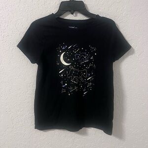 Cat & Jack Girl's Black Graphic Tee with Constellation Design